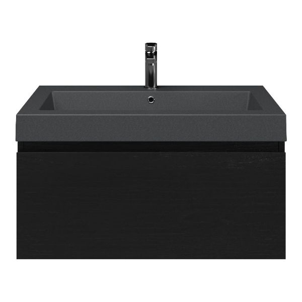 Solo badmeubel 80 cm mat zwart eiken