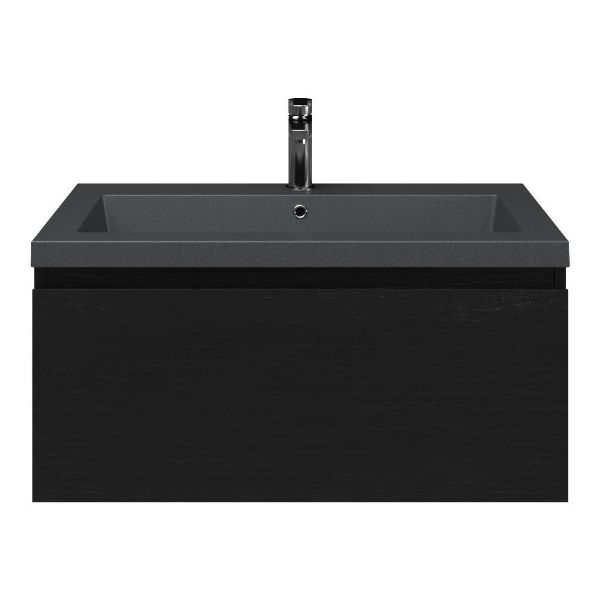 Solo badmeubel 80 cm mat zwart eiken