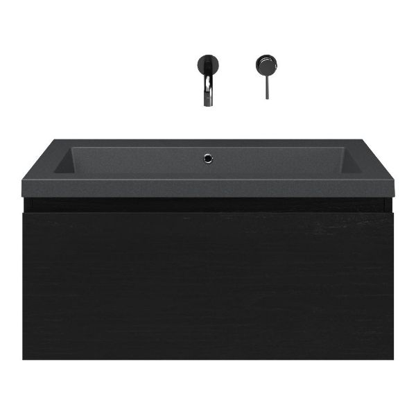 Solo badmeubel 80 cm mat zwart eiken