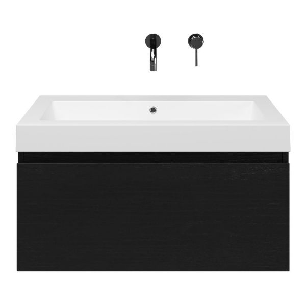 Solo badmeubel 80 cm mat zwart eiken