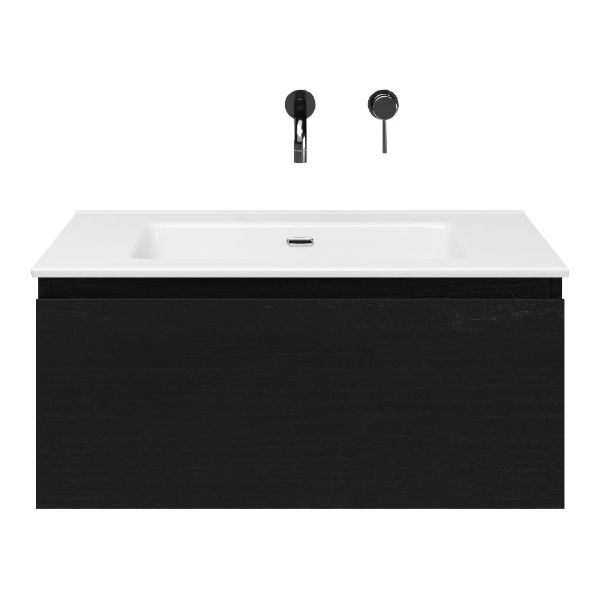 Solo badmeubel 80 cm mat zwart eiken