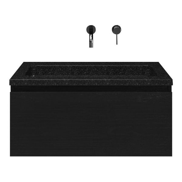 Solo badmeubel 80 cm mat zwart eiken