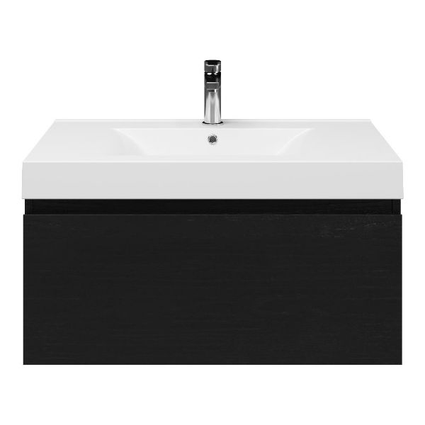 Solo badmeubel 80 cm mat zwart eiken