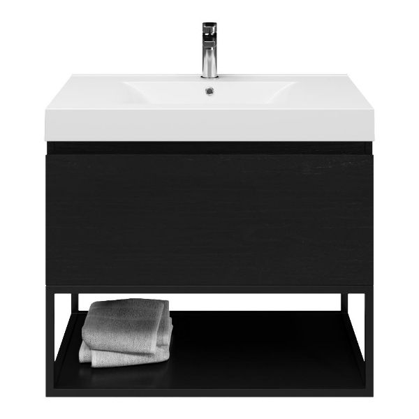 Solo badmeubel 80 cm mat zwart eiken