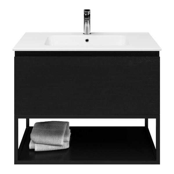 Solo badmeubel 80 cm mat zwart eiken