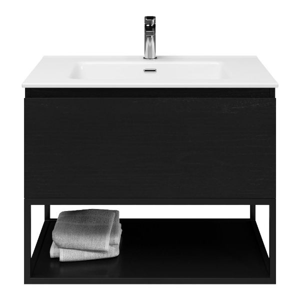 Solo badmeubel 80 cm mat zwart eiken