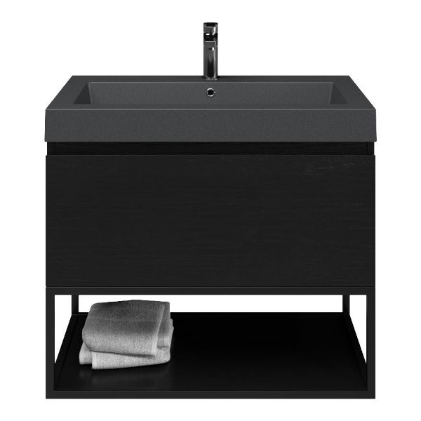 Solo badmeubel 80 cm mat zwart eiken