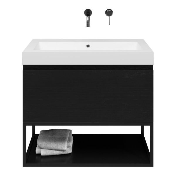 Solo badmeubel 80 cm mat zwart eiken