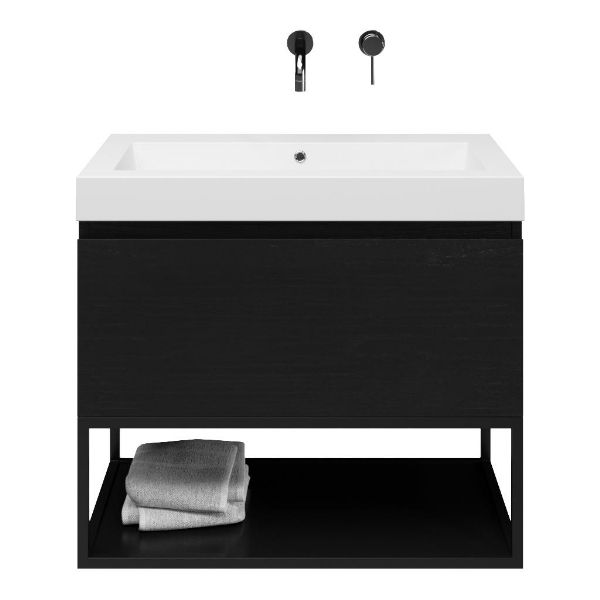 Solo badmeubel 80 cm mat zwart eiken