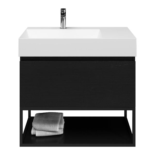 Solo badmeubel 80 cm mat zwart eiken