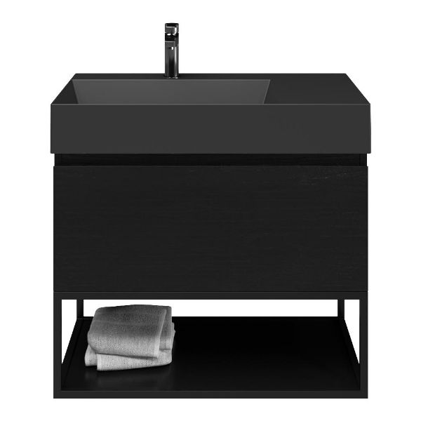 Solo badmeubel 80 cm mat zwart eiken