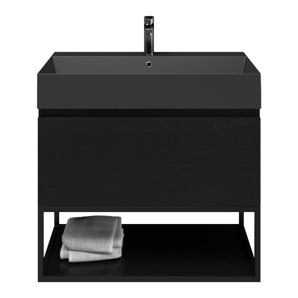 Solo badmeubel 80 cm mat zwart eiken