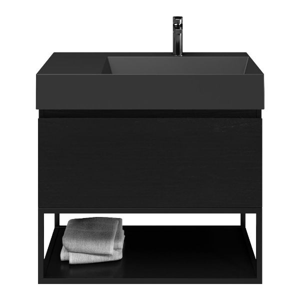Solo badmeubel 80 cm mat zwart eiken