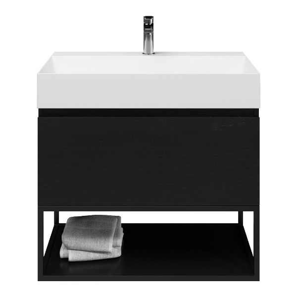 Solo badmeubel 80 cm mat zwart eiken