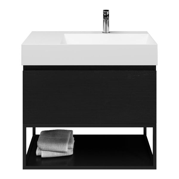 Solo badmeubel 80 cm mat zwart eiken