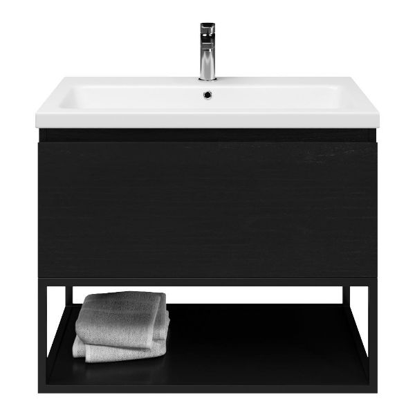Solo badmeubel 80 cm mat zwart eiken