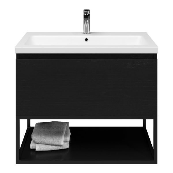 Solo badmeubel 80 cm mat zwart eiken