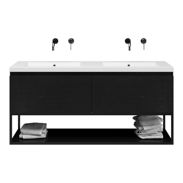 Solo badmeubel 140 cm mat zwart eiken