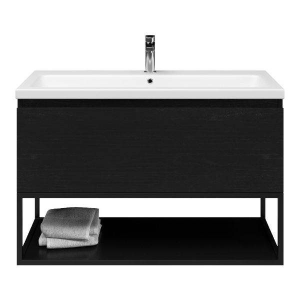 Solo badmeubel 100 cm mat zwart eiken