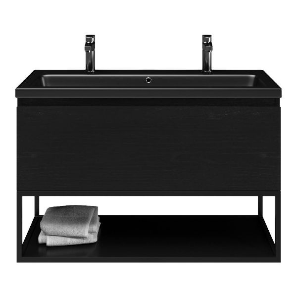 Solo badmeubel 100 cm mat zwart eiken