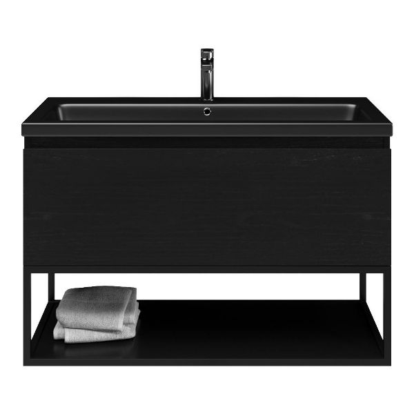 Solo badmeubel 100 cm mat zwart eiken