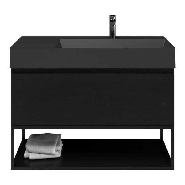 Solo badmeubel 100 cm mat zwart eiken