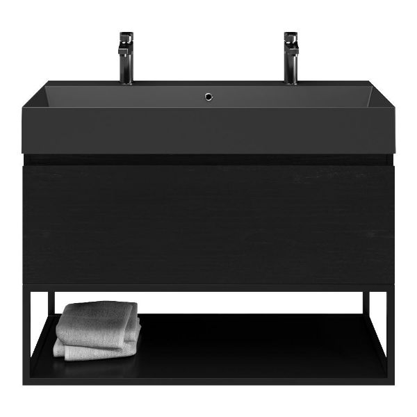 Solo badmeubel 100 cm mat zwart eiken