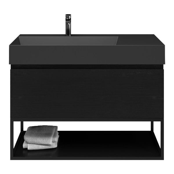 Solo badmeubel 100 cm mat zwart eiken