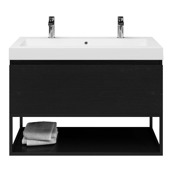 Solo badmeubel 100 cm mat zwart eiken