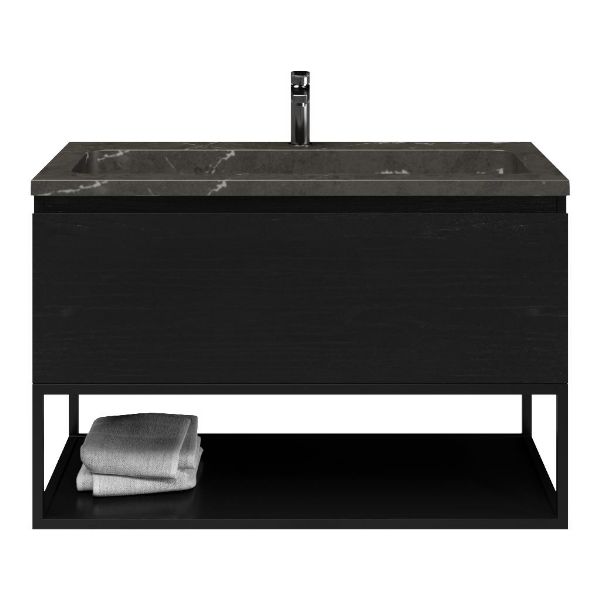 Solo badmeubel 100 cm mat zwart eiken