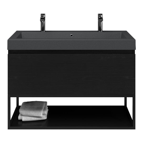 Solo badmeubel 100 cm mat zwart eiken