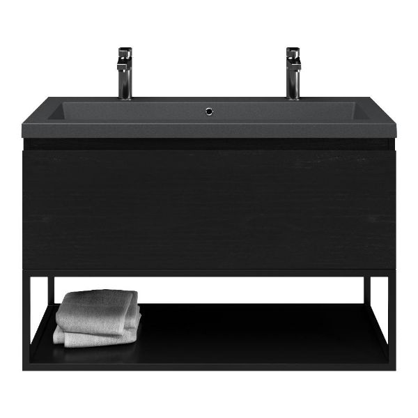 Solo badmeubel 100 cm mat zwart eiken