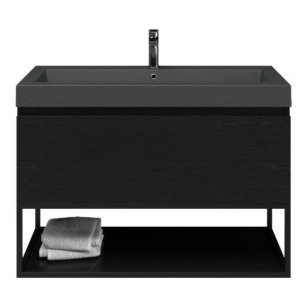 Solo badmeubel 100 cm mat zwart eiken