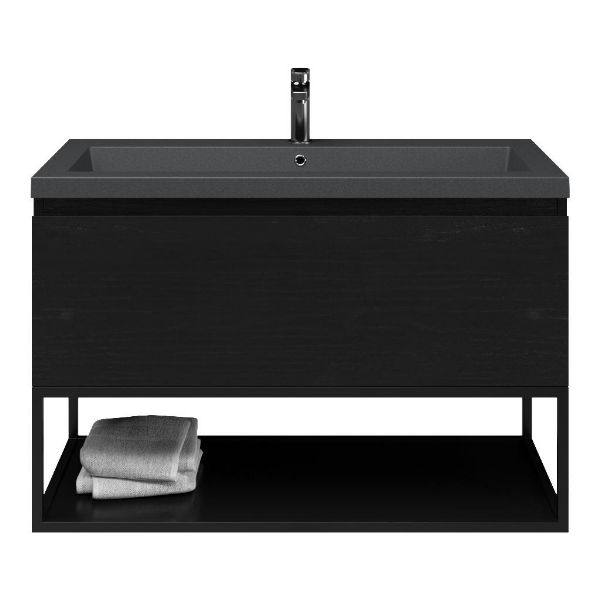 Solo badmeubel 100 cm mat zwart eiken