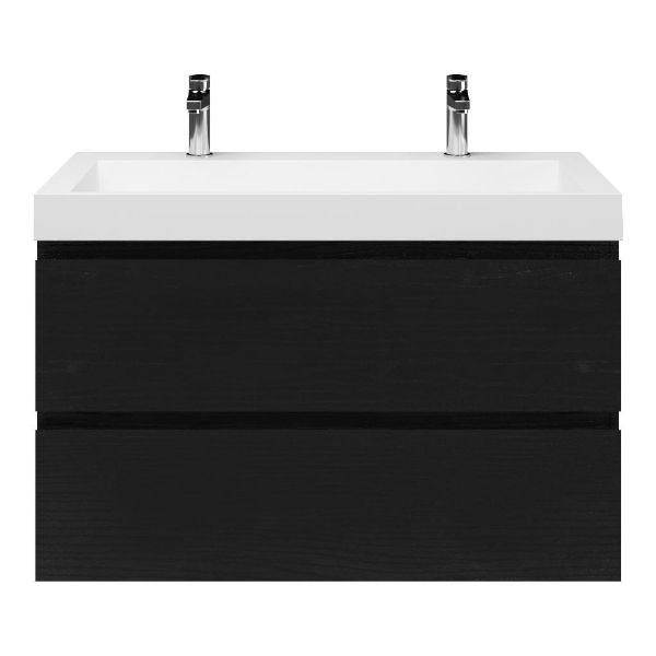 Gisella badmeubel 100 cm zwart mat eiken