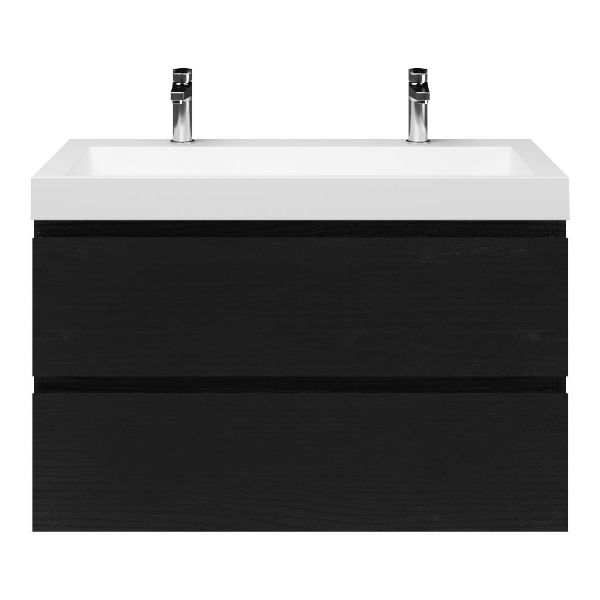 Gisella badmeubel 100 cm zwart mat eiken