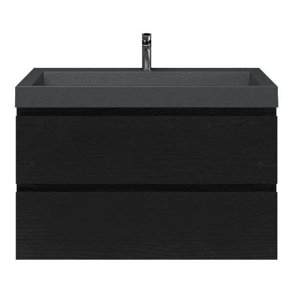 Gisella badmeubel 100 cm zwart mat eiken