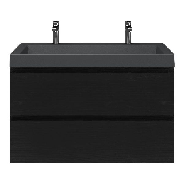 Gisella badmeubel 100 cm zwart mat eiken