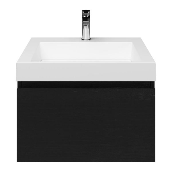 Solo badmeubel 60 cm mat zwart eiken