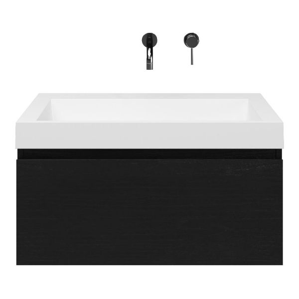 Solo badmeubel 80 cm mat zwart eiken
