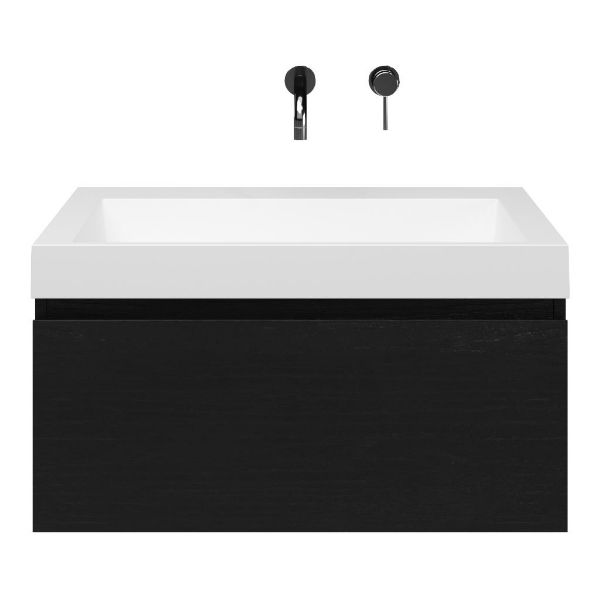 Solo badmeubel 80 cm mat zwart eiken