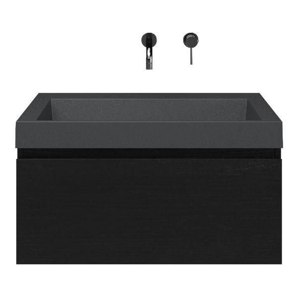 Solo badmeubel 80 cm mat zwart eiken