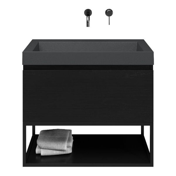 Solo badmeubel 80 cm mat zwart eiken