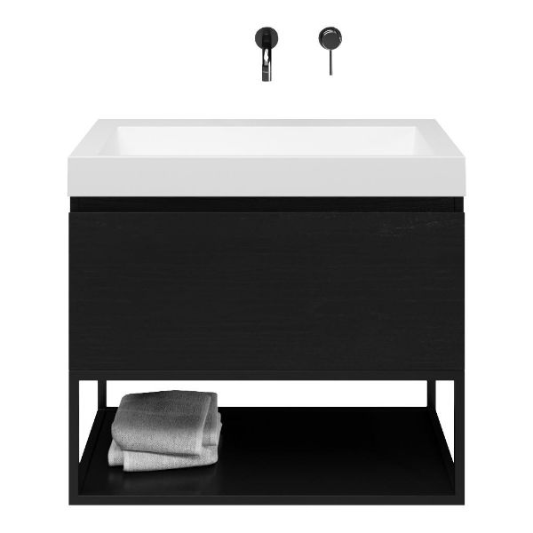 Solo badmeubel 80 cm mat zwart eiken