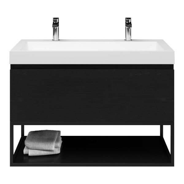 Solo badmeubel 100 cm mat zwart eiken