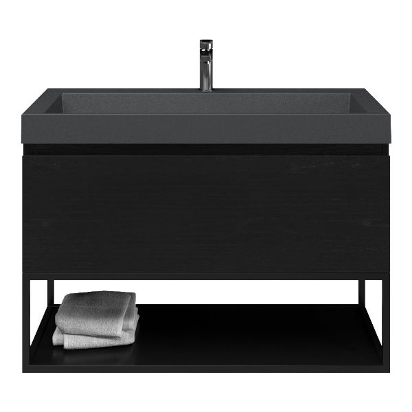 Solo badmeubel 100 cm mat zwart eiken