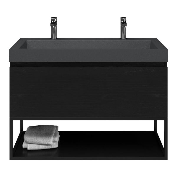 Solo badmeubel 100 cm mat zwart eiken
