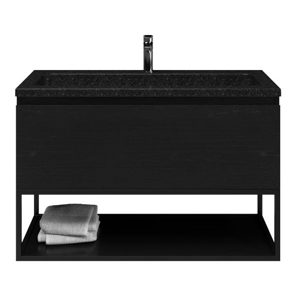 Solo badmeubel 100 cm mat zwart eiken