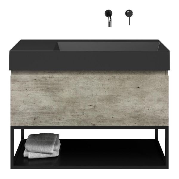 Solo badmeubel 100 cm steigerhout look grijs