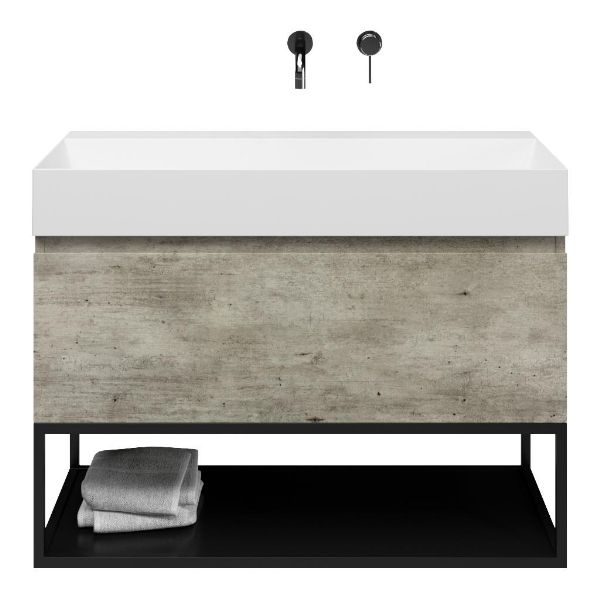 Solo badmeubel 100 cm steigerhout look grijs